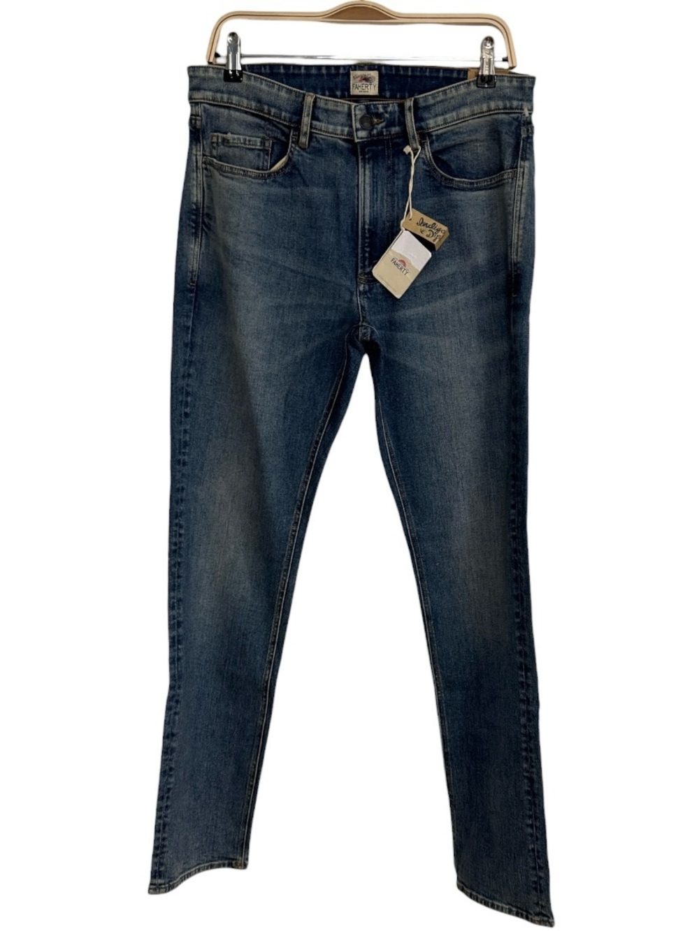 Faherty Indigo Denim Jeans Mens Size 32 Stretch 5 Pocket Medium Wash NWT New